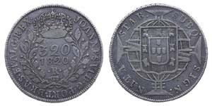 Brazil - D. João VI - 320 Réis 1820 R      ... 