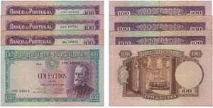Paper Money - Portugal 4 expl. 100$00 ch. 6, ... 