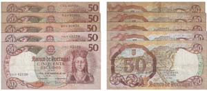 Paper Money - Portugal 5 expl. 50$00 ch. 8 ... 