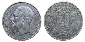 Belgium - 5 Francs 1870                      ... 