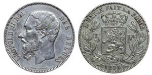 Belgium - 5 Francs 1873                      ... 