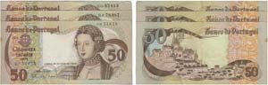 Paper Money - Portugal 3 expl. 50$00 ch. 9 ... 
