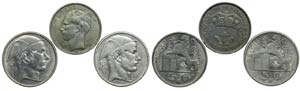 Belgium - 3 moedas 20, 50 Francs 1934-1951   ... 