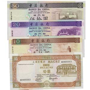 Paper Money - Macau 4 expl. 10, 20, 50 ... 