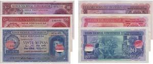 Paper Money - Portuguese-India 3 expl. 20, ... 