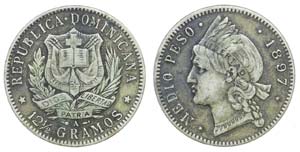 Dominican Republic - 1/2 Peso 1897 A         ... 