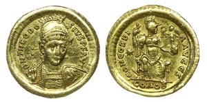 Roman Empire - Theodosius II - Solidus nd    ... 