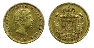 Portugal - D. Pedro V - 1000 Réis 1855      ... 