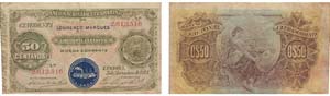 Paper Money - Mozambique 50 Centavos 1914    ... 