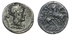 Roman Republic - C. Servilius - Denarius nd  ... 