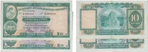 Paper Money - 2 expl. Hong Kong 10 Dollars ... 