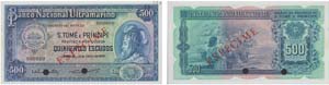 Paper Money - Saint Thomas and Prince 500$00 ... 