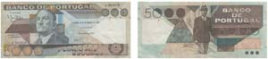 Paper Money - Portugal 5000$00 ch. 1 1980 ... 