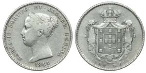 Portugal - D. Maria II - 1000 Réis 1844     ... 