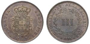 Portugal - D. Luís I - III Réis 1874       ... 