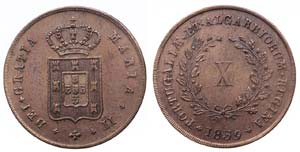 Portugal - D. Maria II - X Réis 1839        ... 