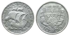 Portugal - Republic - 10$00 1937             ... 