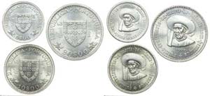 Portugal - Republic - 3 coins 5$00, 10$00, ... 