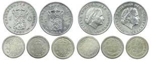 Netherlands - 5 coins 1/4 Gulden, Gulden ... 