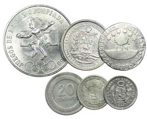 South America - 6 coins 1830-1968            ... 