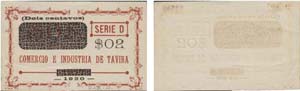 Cédula - Tavira 2 s/5 Centavos 1920         ... 
