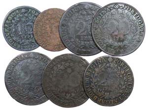 Azores - D. Maria I - 7 coins 10, 20 Réis ... 