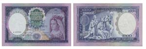 Paper Money - Portugal 1000$00 ch. 8A 1961   ... 