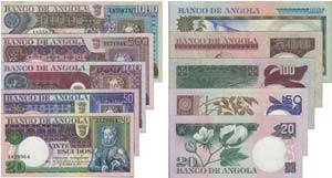 Paper Money - Angola 5 expl. 20$, 50$, 100$, ... 