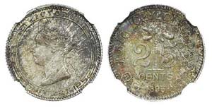 Ceylon - 25 Cents 1893                       ... 