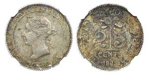 Ceylon - 25 Cents 1893                       ... 