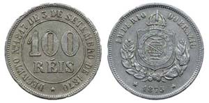 Brazil - 100 Réis 1875, Scarce              ... 