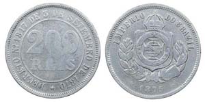 Brazil - 200 Réis 1875, Scarce              ... 