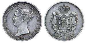 Portugal - D. Maria II - 500 Réis 1841      ... 