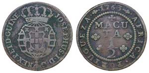 Angola - D. José I - 1/2 Macuta 1763        ... 