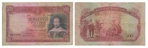 Paper Money - Portugal 500$00 ch. 8 1952     ... 