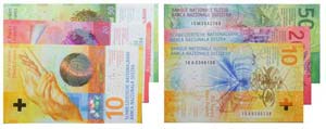 Paper Money - 3 expl. Switzerland 10, 20, 50 ... 