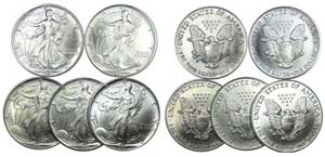 U.S.A. - 5 moedas Dollar 1991-1993           ... 