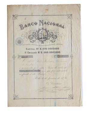Share - Banco Nacional - 100$000 1876  ... 