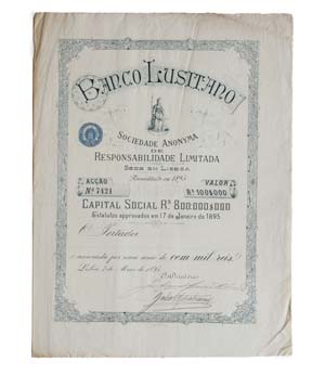 Share - Banco Lusitano - 100$000 1895  ... 