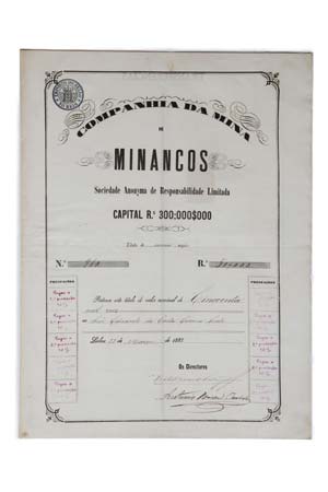 Share - Comp. De Minancos - 50$000 1883  ... 