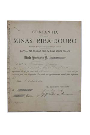 Share - Comp. Das Minas Riba-Douro - 25$000 ... 