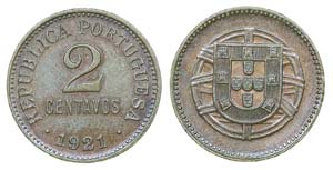 Portugal - Republic - 2 Centavos 1921        ... 