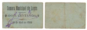 Cédula - Lagos 2 Centavos 1920              ... 