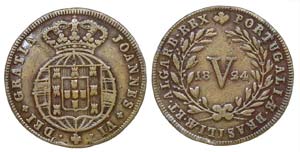 Portugal - D. João VI - V Réis 1824        ... 