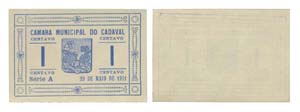 Cédula - Cadaval 1 Centavo 1921             ... 