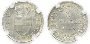 Germany - 3 Kreuzer 1844                     ... 