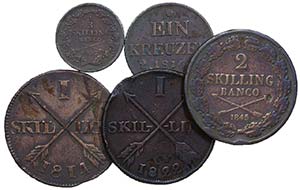 Austria/Sweden - 5 coins 1814-1845           ... 