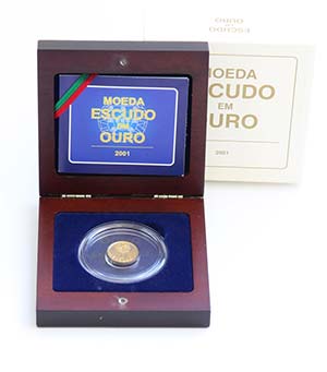 Portugal - Republic - 1$00 2001, GOLD        ... 