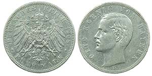 Germany - Bavaria - 5 Mark 1908 D            ... 