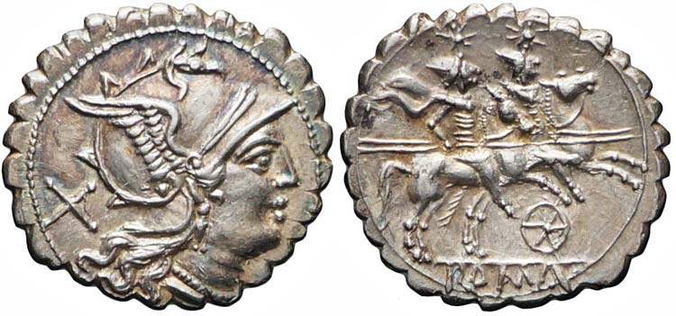 Roma, Denario, 209-208 a.C., Ag ... 